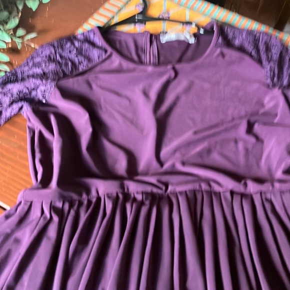 Rich Purple poly and lace sleeves ASOS dress size 4 - Picture 4 of 5